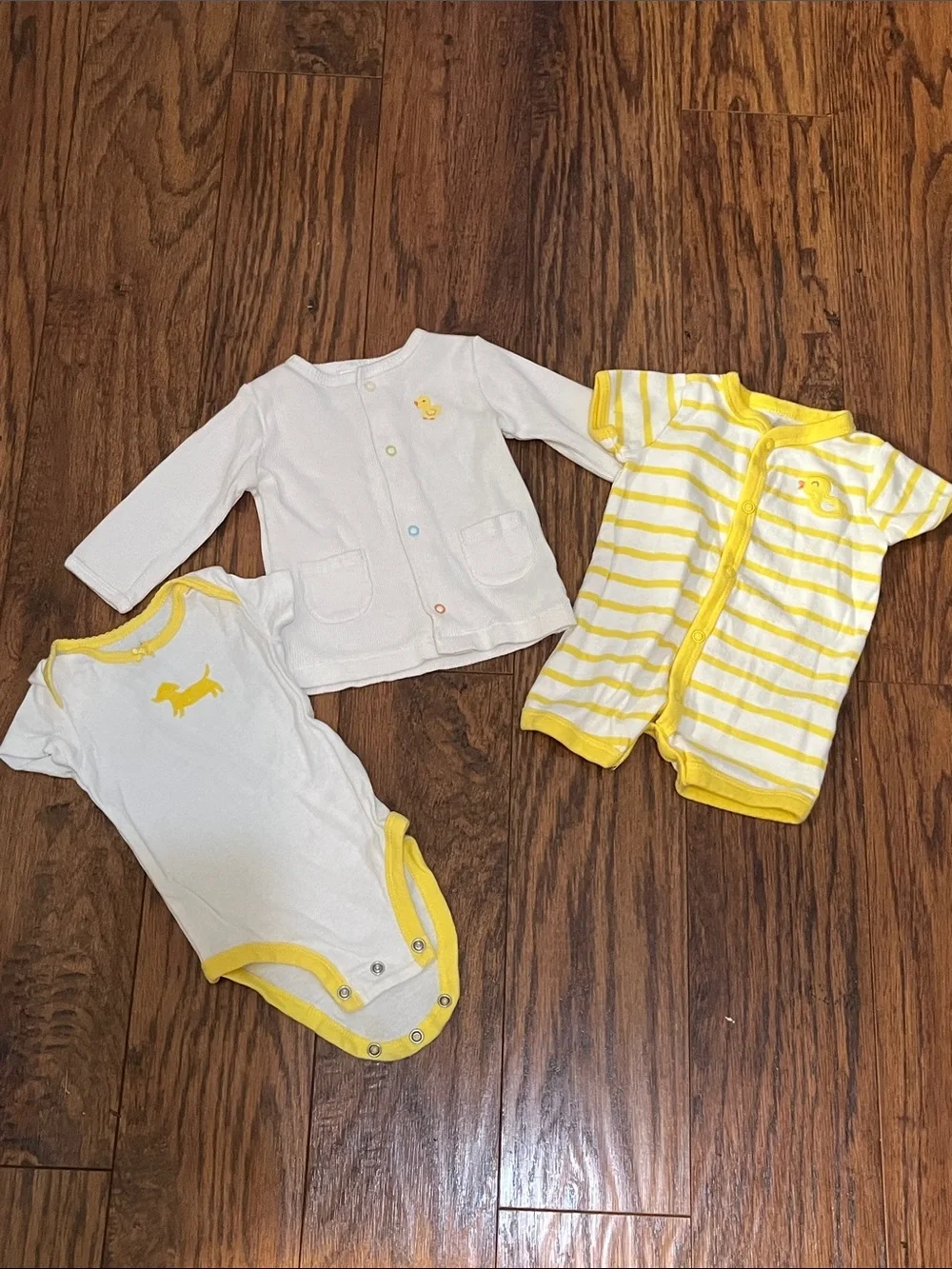 Carter's White & Yellow Baby One-Piece 3pc Set